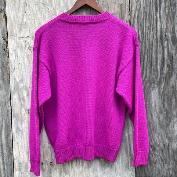 Capello VINTAGE 100% Wool Magenta Fairisle Knit Nordic Sweater - Picture 2 of 16
